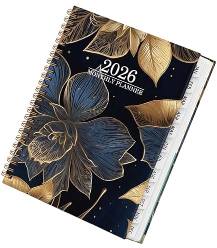 Monatsplaner 2026, große Blöcke, florales Design, 1 Stück, akademischer Wochenplaner, Terminplaner, Buch, Registerkalender für Lehrer, Studenten, Büro, Familie