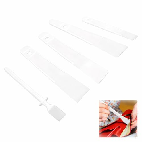 Flexible Glue Spreader Set - 5PCS Plastic Applicator Tools for Woodworking, DIY Crafts, Paper & Art Projects, Faux Leather Adhesive Scraper