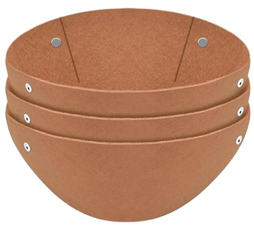 Blumentopf-Auskleidung – 3 Stück Filzkörbe, atmungsaktive runde Kokosfaser-Matte, Drainage-Untersetzer für Innen- und Außen-Pflanzgefäße, Pflanzgefäße, Farne