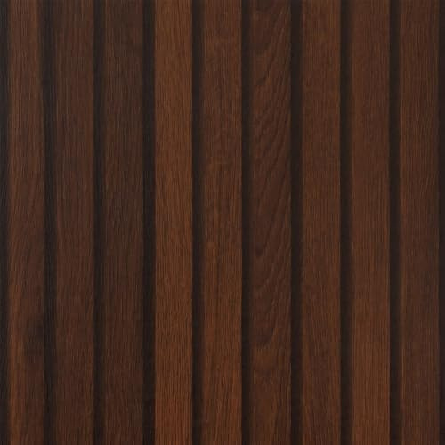 LACHEERY Papier Peint Tasseau de Bois 3D Effet Marron Foncé 40cm x 200cm Papier Peint Adhesif Mural Chambre Campagne Style Revetement Mural Adhesif Salon Panneau Bois Brun pour Bureau Entrée Porte