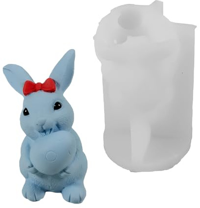 Oxxggkao Stampi in silicone per uova di lepre pasquali stampi in silicone per uso alimentare per resina colata sapone cioccolato creativo