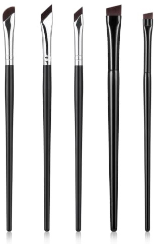 5 Pack Eyeliner Brush Set Angled Eyebrow Makeup Brushes Ultra Thin Fine Tip Eye Makeup Brushes for Precision Winged Eyeliner Brow Shaping Concealer Professional Cosmetic Tools