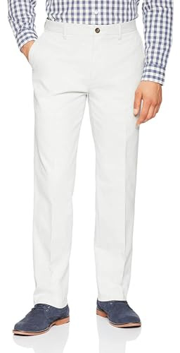 Amazon Essentials herr Classic-Fit skrynkelbeständig platt framsida chinos byxa (finns i stor och hög), silver, 28 B x 30 L