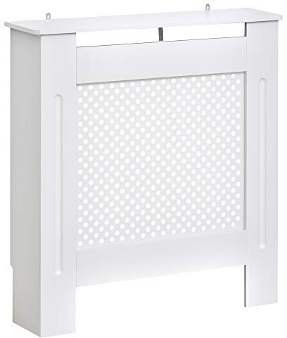 HOMCOM Copritermosifone Moderno a Griglia in MDF, Copertura Termosifone Portatile per Casa e Ufficio, 78x82x19 cm, Bianco