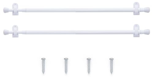 jinchan French Door Curtain Rods, No-Drill Adjustable White Curtain Rods with Adhesive Hooks, 26–50 Inch Aluminum 2-Pack for Sheer & Tier Curtains
