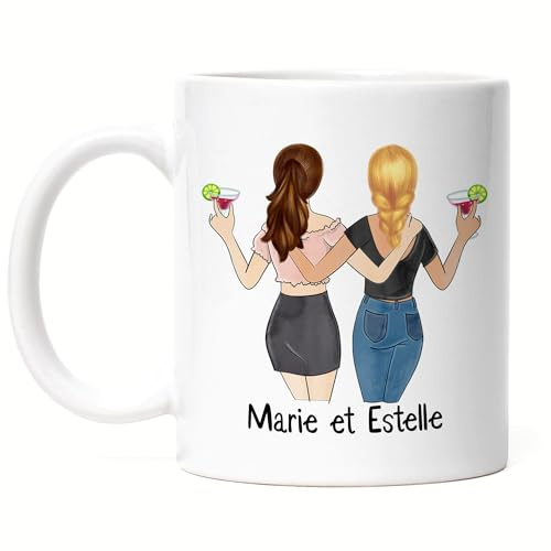 Kiddle-Design Meilleures amies Tasse Nom Coiffure Personnalisée Meilleure amie Cadeau de petite amie Tasse à café Personnaliser