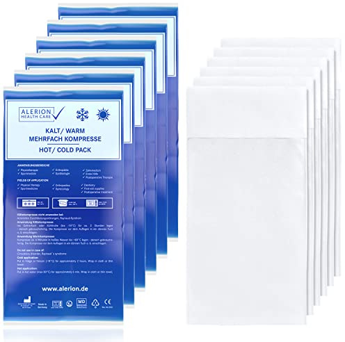Alerion 6x Kalt Warm Kompresse 21x38 cm Set Angebot mit Vlieshülle PRO Mehrfach Kompresse Wiederverwendbar Mikrowellen geeignet + 3 Vlieshüllen PRO Coolpad Kühlpads