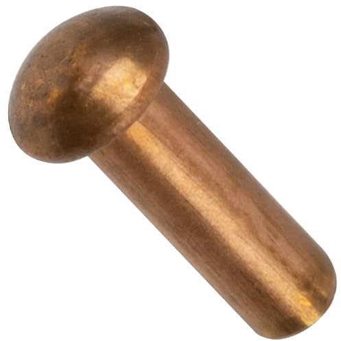 AERZETIX - Juego de 50 Remaches de Cobre Ø2x6mm con Cabeza Semiredonda - Cabeza Abombada - Sólido/de Golpe - DIN 660 - C48021