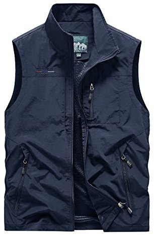 Oralidera Herren Outdoor-Weste Leichte Funktionale Arbeitsweste mit Vielen Taschen Anglerweste Jagd Wandern ärmellose Jacke Camping Fotografie Weste, Navy blau, L