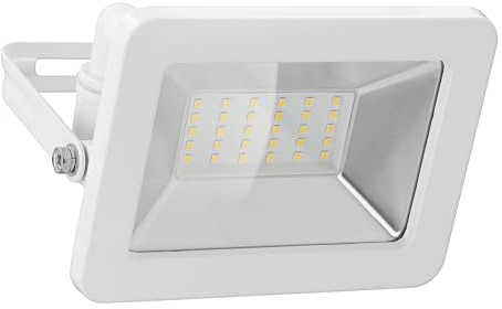 goobay 53873 LED Strahler Außen 30W / Außenstrahler IP65 / Neutralweißes Licht 2550 lm/LED Scheinwerfer Fluter Wandmontage / IP65 Gartenstrahler/Weiß