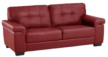 Vente-unique-Ledersofa 3-Sitzer - Rot - Hazel