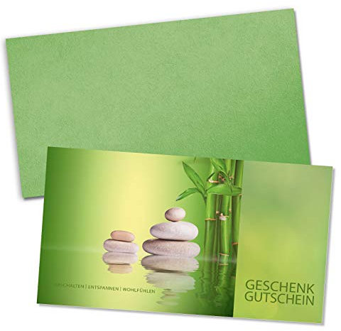 GESCHENKGUTSCHEINcom by POS-HAUER. Gutschein-Set. 10x Gutschein + Kuvert. Für Kosmetikinstitute Wellness, blanko zum selber Ausfüllen.