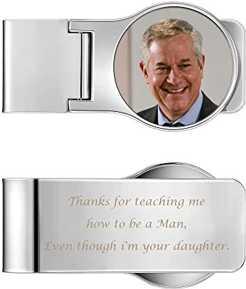 PiercingJak Herren Geldscheinklammer mit Foto Text Gravur Metall Geldklammer Geldclip Business Credit Card Holder Money Clip Personalisierte Geschenke für Business/Unternehmen/Startup/privat, Silber