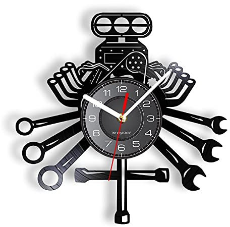 NIUBB 12 Inch Wall Clock Mechanic Tools Laser Wall Clock Garage Car Fixing Decorative Wall Watch Modern Hanging Decor For Car Service Center