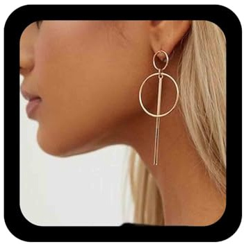 Aneneiceera Boho Große Stab-Creolen, Gold, Tropfen, Vintage, geometrischer Kreis, Ohrringe, großer runder Kreis, Abschlussball-Ohrringe, Schmuck, Geschenke für Frauen und Mädchen