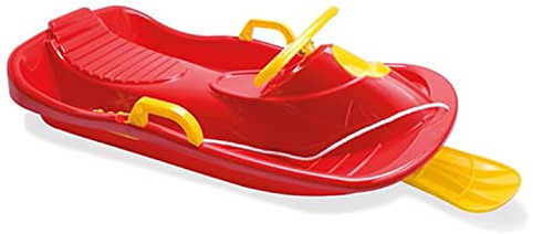 Dantoy Styrsläde för barn från 3 år - slädar - med ratt och bromsar och rep med handtag - barnsläde för vintersport - tillverkad i DK