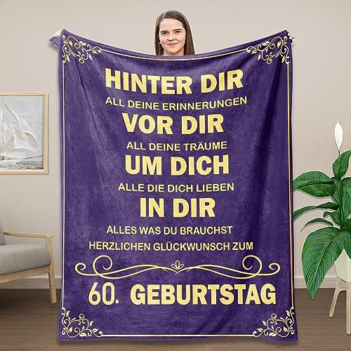 Belloxis 60 Geburtstag Geschenk Kuscheldecke für Mama Oma Frau Freundin
