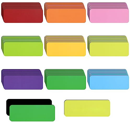 72 Stück Magnetstreifen Beschreibbar, 30x80 mm Magnetschilder zum Beschriften Magnete Whiteboard Magnetische Etiketten Wiederverwendbar für Whiteboard Kühlschrank Metallschrank (9 Farben)
