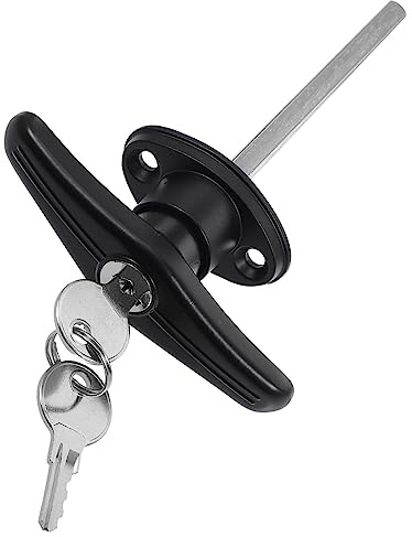 Baluue Handle Lock Inside Door Lock T-Handle Garage Door Lock Gate Garage Door Lock Door Spring Replacement Shed Universal Spray Paint Zinc Alloy