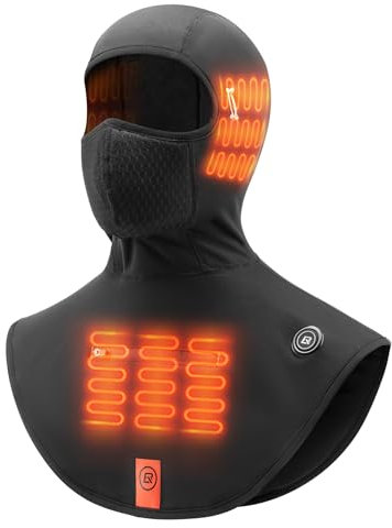 ROCKBROS Beheizte Sturmhaube Balaclavas Winter Warme Gesichtshaube Kopfbedeckung Thermo Fleece Skimaske Winddicht Nackenwärmer für Outdoor Sports wie Radfahren Motorradfahren Skifahren Wandern S