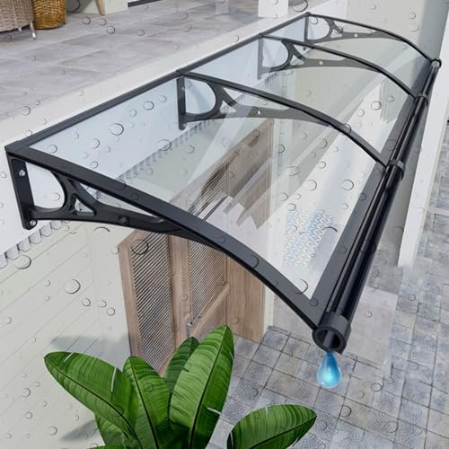 Modern Hauseingang Polycarbonat Pultbogenvordach Mit Spüle, Haustür Wetterfest Aluminiumhalterung Extern Vordach, Unterstand Glas Vordach, Balkon Überdachung Bogenvordach, UV-Schutz,Schnee. ( Color :