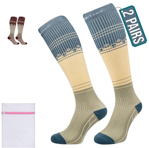 360 RELIEF Medias de Compresión para Mujer y Hombre, Calcetines Compresion | 15-20 mmHg Clase 1 Medias Compresivas para Running Circulacion Vuelo Viaje Meias de Compressao Mulher