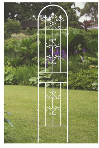 BZCKBZ Metall Rankhilfe, Rankhilfen, Rostfreies, Stabiles Metallspalier für Rasen im Freien, Garten, Hinterhof, Kletterpflanzen, schwarz, Weiß(Color:White,Size:220 * 50CM/86.6 * 19.7in)