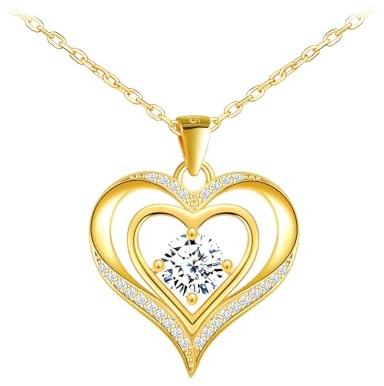 CONILOK Kedja med hjärta hänge halsband damer silver 925 halsband zirkon hjärta kedjor modesmycke kärlek present till dig kvinnor flickvän tonåring flickor födelsedag mors dag bröllop juldag,