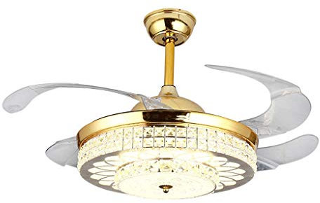 42 Ventilador de techo de cristal con la luz y remoto IInvisible retráctil de la lámpara del ventilador Inicio Ventilador de techo dormitorio Ventilador de techo moderna simplicidad de techo reversib