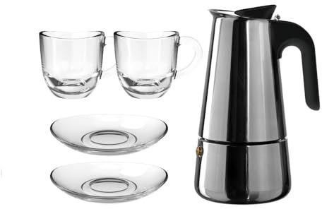 Leonardo - SET EXPRESSO- CAFETIERE ITALIENNE AVEC 2 TASSES - LEONARDO