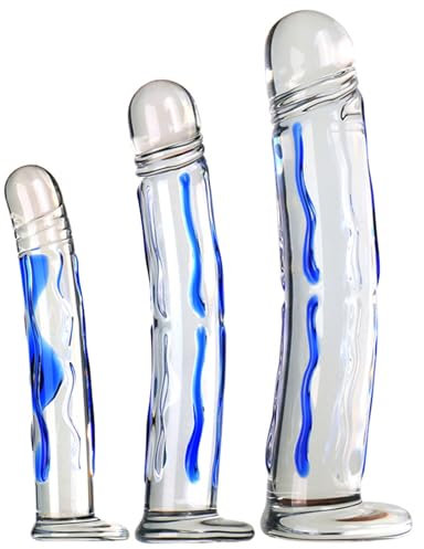 Tplkxurib 3 Größen Clear Glasdildo Analplugs mit Glasbasis,Kristall Dildo Penis Glatt Anal Butt Plug Analdildo mit Höhepunkt Punkt Vaginaler G-Spot Massage Sexspielzeug für Frauen Männer,Clear,S