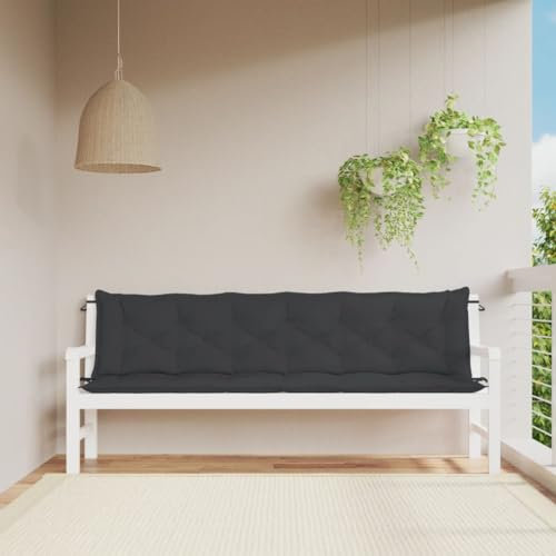 ZEYUAN Gartenbank-Auflagen 2 STK. Schwarz 200x50x7 cm Oxford-Gewebe, Terrassenmöbel, Wetterfeste Bank, Outdoor Bank, Parkbank, Garten Banken, Deko Bank, Gartenmöbel - 361742