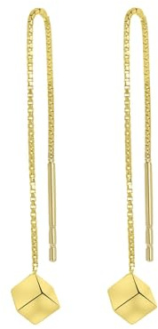 Lucardi - Damen Durchzieher-Ohrringe aus 585er Gelbgold, Würfel - Ohrringe - 585 Gold - Gelbgold - Nickelfrei