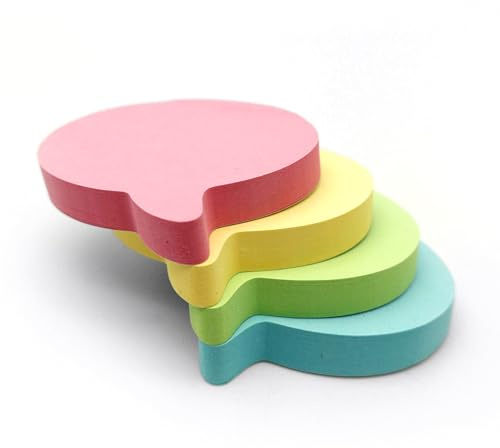 400 kvalitetsfärger avtagbara klibbiga inlägg it-lappar 76 x 76 mm 4 kuddar med 100 ark - blå, orange, rosa, grön, gul (talbubbla pastell | 4 dynor)