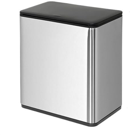 yixinzi-2024 Bote de Basura Papelera de baño Delgada, Papelera de Metal Moderna con Tapa Superior a presión, Papelera Estrecha de 3,1 galones con Cubo de Revestimiento extraíble Papeleras(Silver)