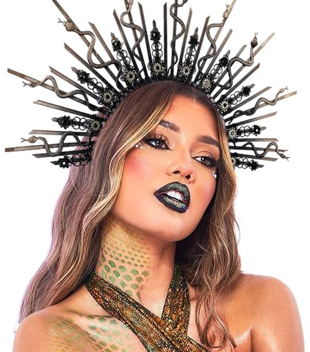JeVenis Punk Medusa Kopfbedeckung Medusa Krone Punk Schlange Stirnband | Punk Medusa Kopfbedeckung Medusa Krone Punk Schlange Stirnband Zubehör Göttin Kostüm Frauen Halloween Weihnachten Party