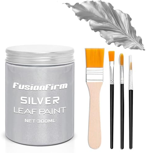 FusionFirm Pintura acrílica plateada de 300 ml, para manualidades, no tóxica, no se decolora, ideal para lienzo, madera, tela, cerámica, piedra, suministros de manualidades