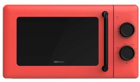 Cecotec Microondas Mecánico con Grill de 20L Proclean 3110 Red. 700W en 6 Niveles y Grilll de 800W, Modo Descongelación, Señal Fin de Cocción, Lámpara Interior, Temporizador 30mins, Diseño en Rojo