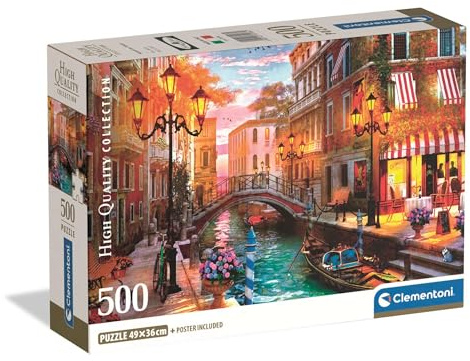 Clementoni Puzzle HQ Collection - Sunset Over Venice - 500 Teile | Compact box - Puzzle für Erwachsene 14 - 99 Jahre, Geschenk für Mann und Frau, Made in Italy, 35586