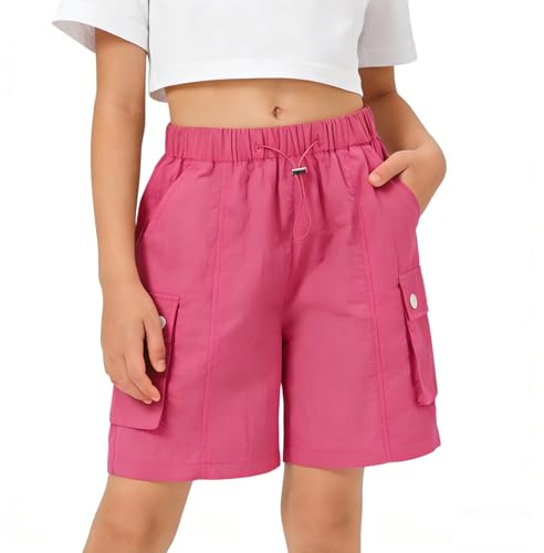 Rolanko Mädchen Sports Kurze Hose Kinder Sommer Midi Länge Cargo Fallschirm Shorts für Teen Laufen Gymnastik