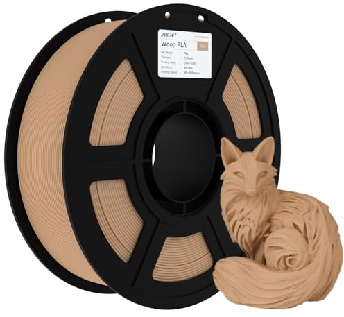 Wood PLA Filament for 3D Printer, JAMG HE 1kg Wood PLA Spool 1.75 mm +/-0.01 Accuracy Dimensional 3D Printing Materials Suit for FDM 3D Printer or 3D Pen (Wooden PLA, White Oak Color)