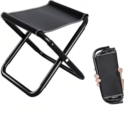 HAINLOGWANG Camping Tragbarer Klapphocker, Faltbarer Sitz, Klein Faltbar mit Tasche, Ideal für Angeln, Wandern und Garten