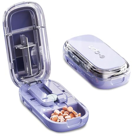 Pill Cutter, Portable & Adjustable Pill Cutters for Tablets with Pill Storage Compartments, 1/2 and 1/4 Pill Splitter, Cutting Multiple Tablets at Once, Easy to Use and Travel Size (Lavender)