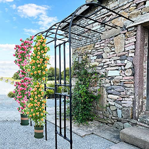 Arche de jardin pour rosiers grimpants – Pergola demi-ronde en métal pour plantes, fixation murale ou autoportante, idéale pour pelouse, jardin, terrasse – Finition noire élégante