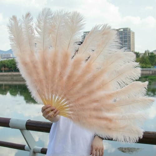 Grand éventail en plumes d'autruche pour photographie, spectacle, danse, pliable, décoration de fête de mariage, accessoires de décoration de costume-019-2 pièces 100 cm