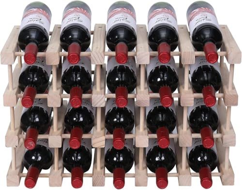 fcxagy Wine Rack Small countertop Cabinet Stackable Storage Wooden freestanding Floor Wine Holder (20 Bottles