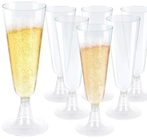 Hmfmdy Bicchieri da spumante in plastica, 150 ml, in plastica, trasparenti, da champagne, riutilizzabili, per matrimoni, compleanni, feste e picnic, 20 pezzi