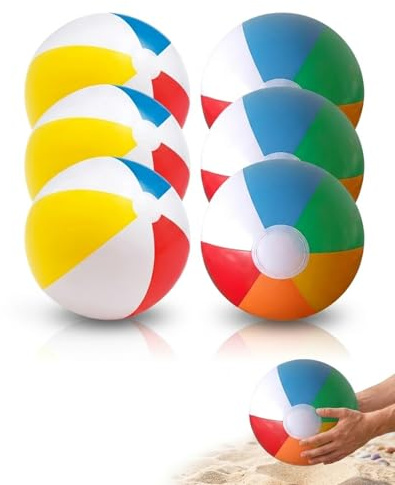 KAKFEL Pelotas de Playa Hinchables, Pack de 6 (3 de 17cm y 3 de 23cm) para Piscina y Mar. Juguetes de Agua perfectos para Niños y Adultos en Verano.