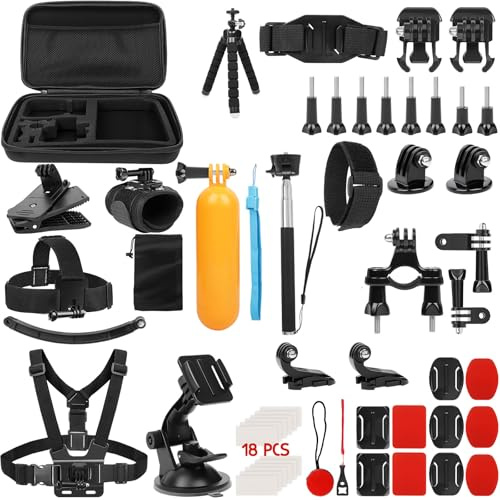 ChromLives Actionkamera-Zubehör Set, 57-in-1 Actionkamera-Halterungs Set, kompatibel mit Gopro Hero 13 12 11 10 9 8 7 6 5/Session 5/Hero 4/3+/3/2/1, DJI Osmo, Akaso, Insta360, Aufnahme