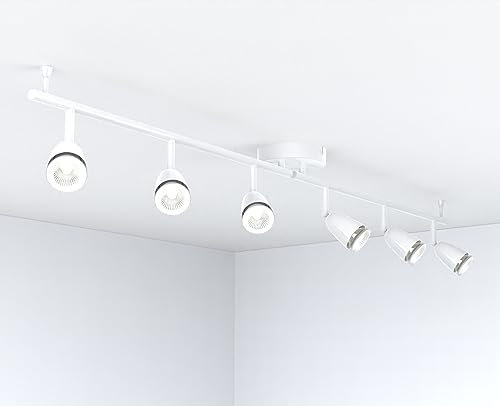 Saxby Lighting Amalfi six spotlight bar, Gloss White Finish, for Living Room, Kitchen, Bedroom